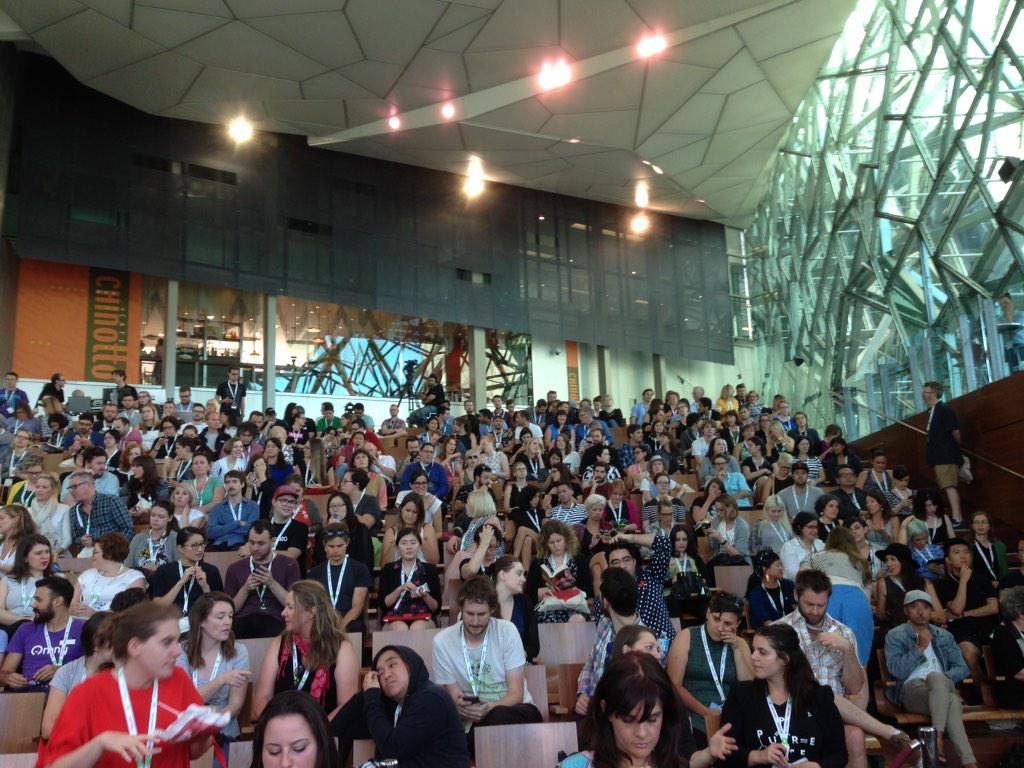 PauseFest's tweet photo. Standing room only, folks.... @ThisAmerLife speaking @ #PausePure http://t.co/LApPyv5BjA