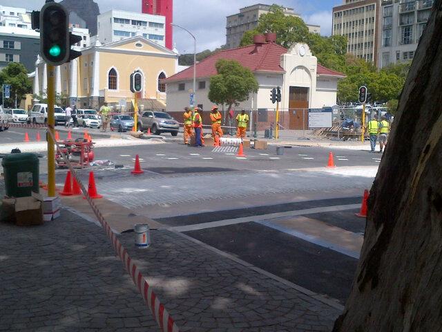 OpenStreetsCT's tweet photo. #BreeStreet is getting a make over #pedestrian crossings &amp; #cyclelane @rideyourcity @carbonsmart http://t.co/nNOxA4mzdA