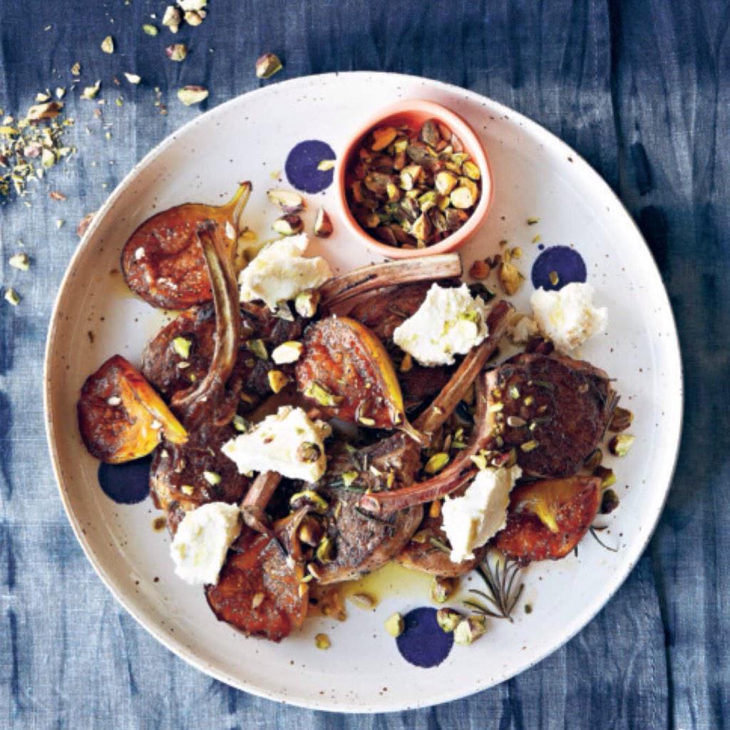 Lovers why not treat special someone to @yummololaberry's lamb cutlets with figs & pistachios #TheHappyCookbook