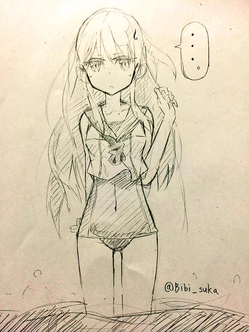 おもむろに提督指定の水着を着せられるユーちゃん! #艦これ版深夜の真剣お絵描き60分一本勝負 
