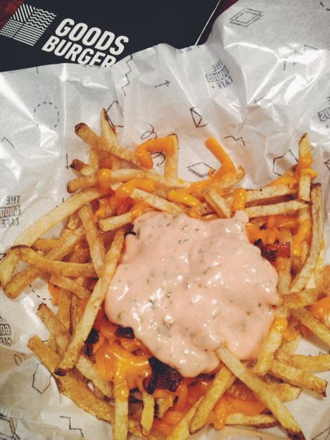 GOODSburger's tweet photo. Pair your burgers with this Grilled Onion Cheddar Fries http://t.co/aqrEx1bIIo