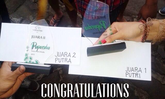 Congratulations to BUDASI &amp; FEBBY for winning contest of Putra Putri Hindu Vidhavest IV 2015 in Bandung. 👏🎉🙏<a href="/KMH_ITB/">KMH ITB</a>