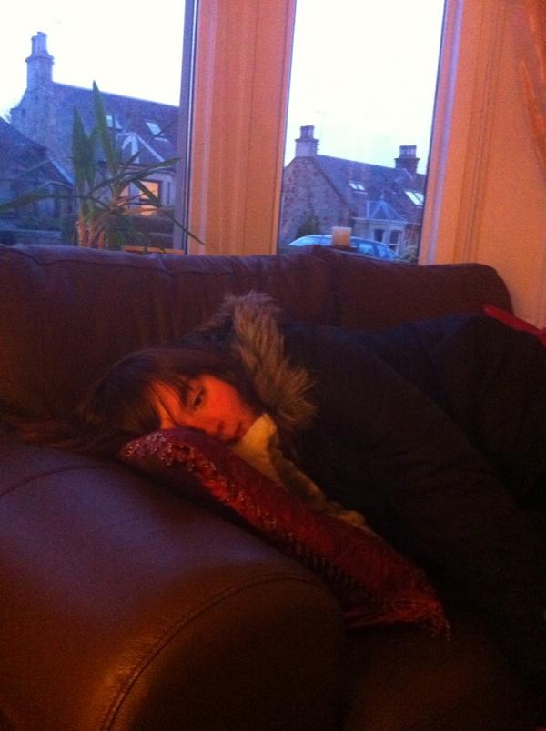 KeriZaczek's tweet image. Teenager home from school/exams...assumes the position :) #puggled