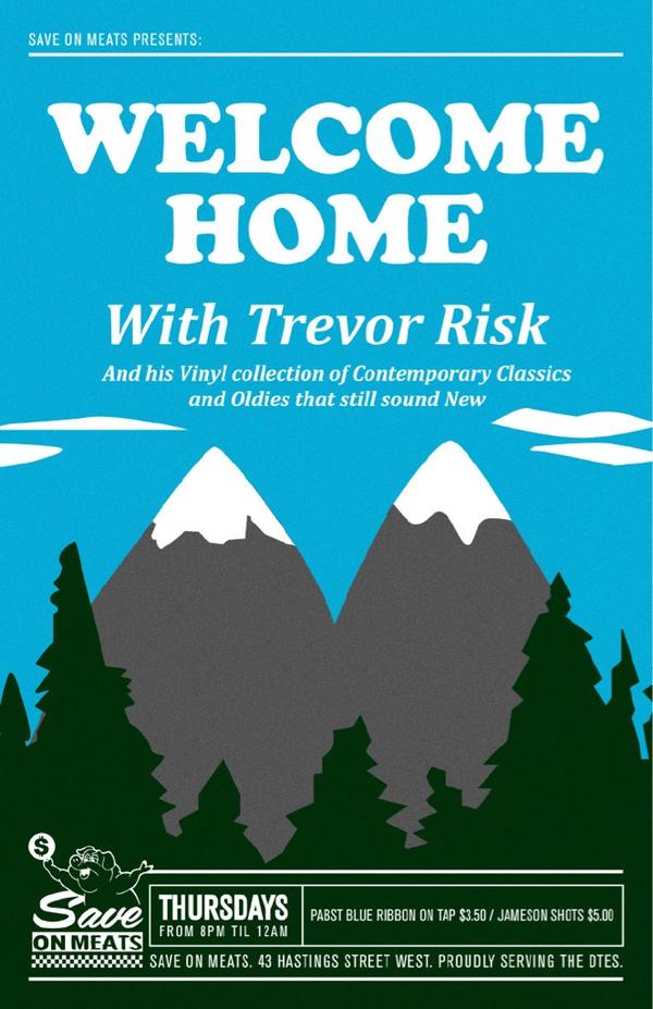 SAVEONMEATS's tweet photo. Thursdays @SAVEONMEATS! 
WELCOME HOME w/Trevor Risk. 
$3.5 PBR + $5 Jameson + amazing vinyl spinning 8pm-Midnight! http://t.co/sCR76Epz