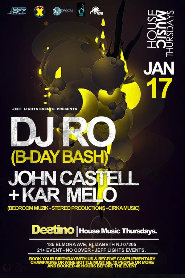 djjohncastell's tweet photo. Tonite! House Music Thursday #DestinoLounge @DJJohnCastell @Karmelonyc + @DJROnyc B-Day Bash. #DirtyJersey #LetsGroove http://t.co/g5g7Blwb