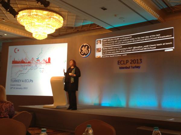 CThomas1906's tweet photo. President/CEO of GE Turkey,  Canan Ozsoy kicks off the last day of conference! #ECLPconf http://t.co/bjJnaXPS