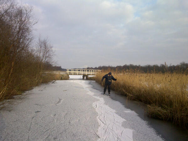 tcebos's tweet photo. Voorbereiding WeerribbenWieden #roeimarathon in volle gang: verkenning parcours per #schaats! http://t.co/zB74eQNo