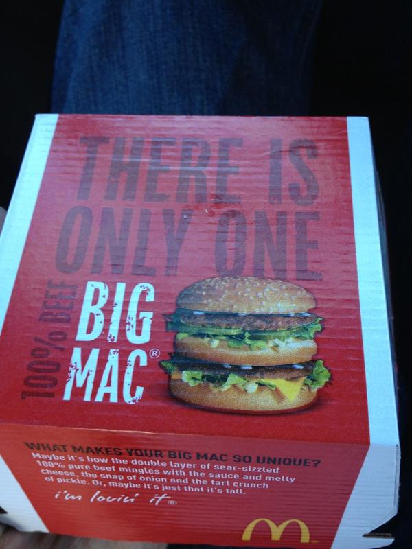 carlile77's tweet photo. My first Big Mac in over 20 years!  I now remember why it's been so long...see you in another 20! #notlovingit http://t.co/3mdJxKGD