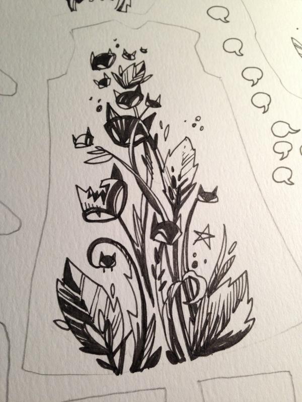 BuzzParker's tweet photo. Detail ink drawing of my @EmilyTheStrange statuette @maqet #ink #plants http://t.co/tcu1jO2x