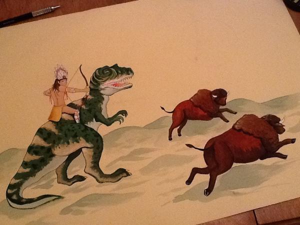 neilperryart's tweet photo. Ultimate Hunting with Dinosaurs. Wip. #fridaynightartdorks http://t.co/Oa7fnlLe