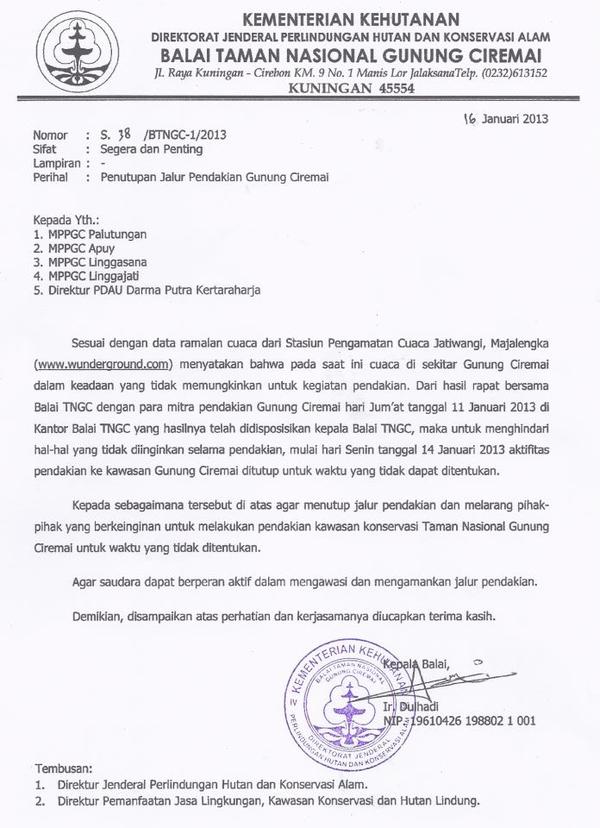 Infogunung on Twitter: "Surat edaran resmi penutupan jalur 