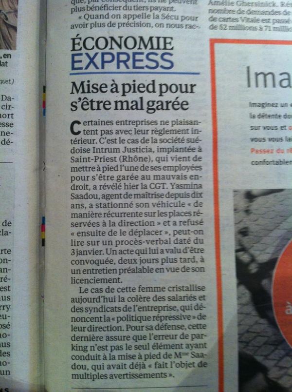 Emilie_Ros's tweet image. “@RHAttitude: C'est le Week-end ! Mise a pied pour s'être mal-garée. #RH qu'en pensez-vous ? http://t.co/b4bMFKrM” #Excuse #Excessif