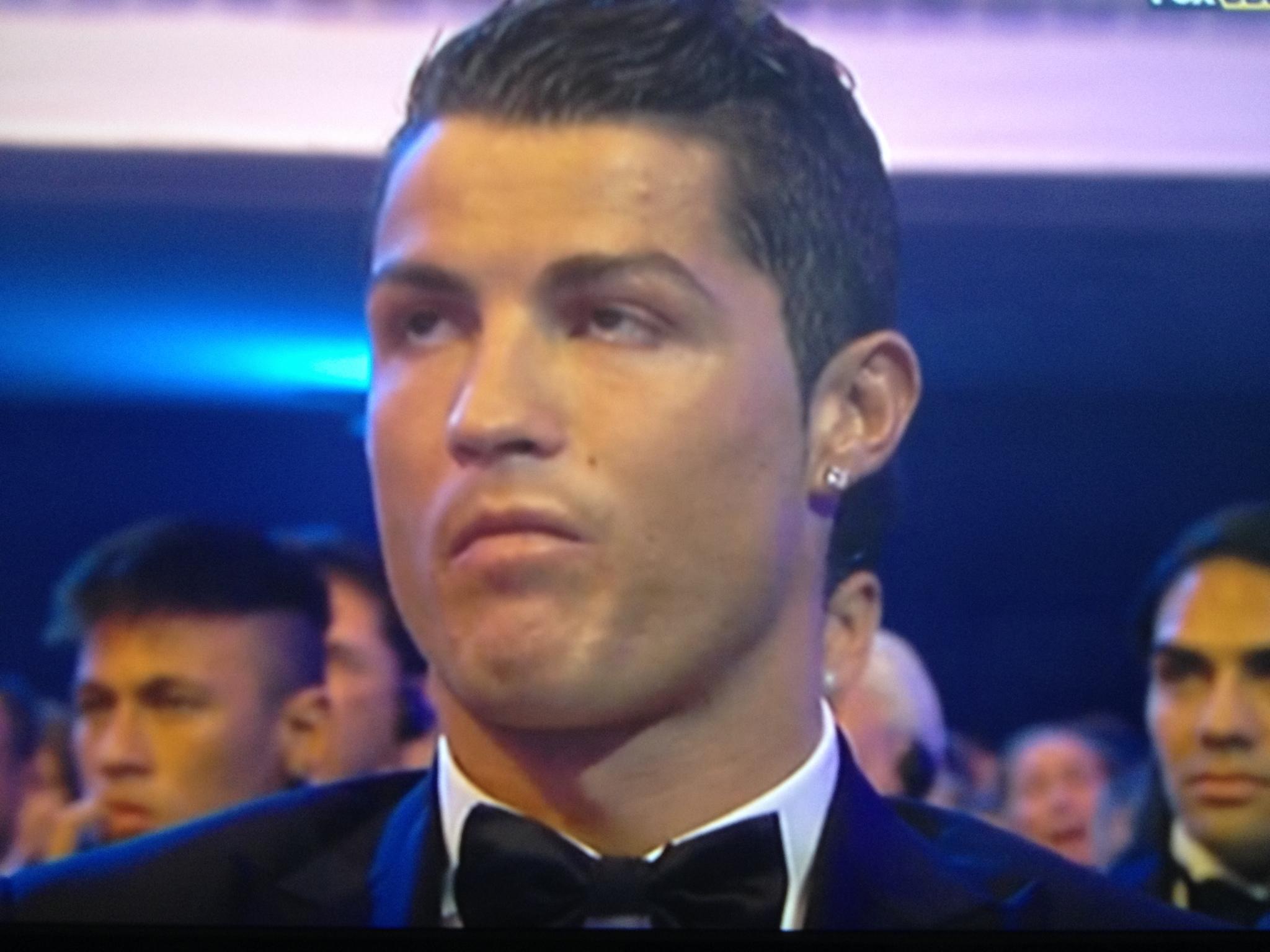 Cristiano Ronaldo reacts to Lionel Messi winning Ballon d'Or