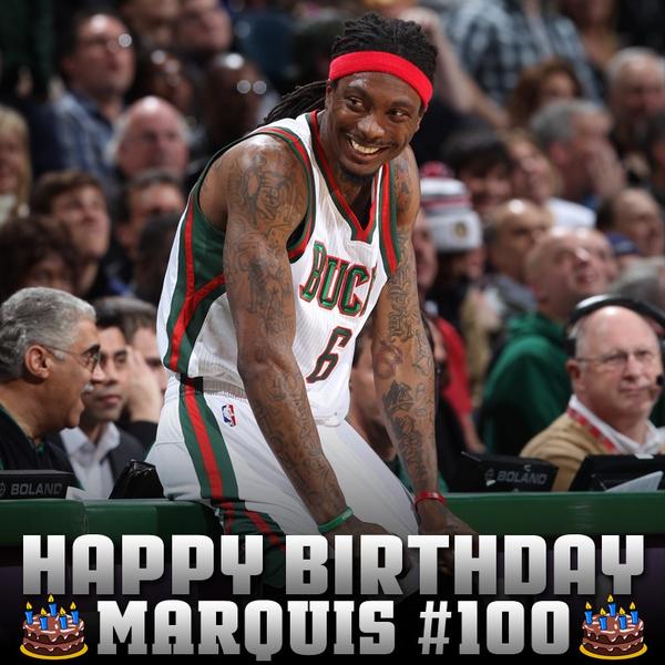 Bucks's tweet photo. RT to wish @Marquis_Daniels a Happy Birthday!!! Have a great day Marquis! #100 http://t.co/o6VCFFjB
