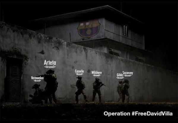 BetBee's tweet photo. Arsenal, operation #FreeDavidVilla http://t.co/VhI5B7Ai