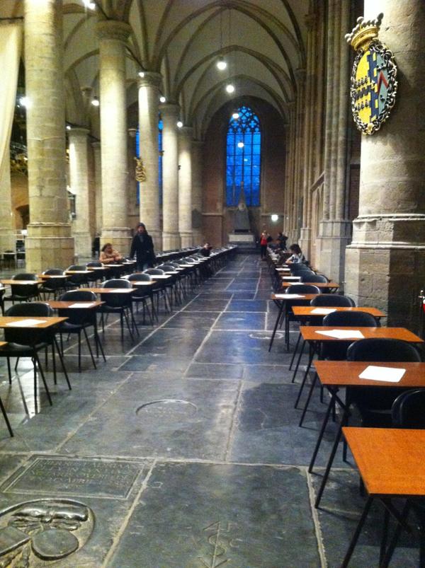 The place where my exam took place this morning, while it was still dark #tentamen #rechtseconomie #pieterskerkleiden