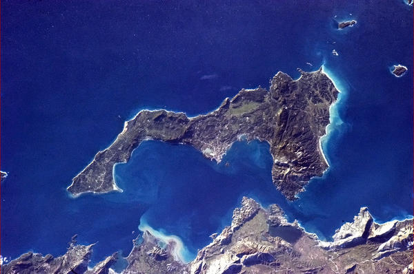 Cmdr_Hadfield's tweet photo. The Greek Island of Corfu. Places as beautiful as this are alluring for my return to Earth. http://t.co/s61TVajE