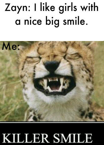 Danni101x's tweet image. Zayn: I like girls with a nice big smile.  Me: