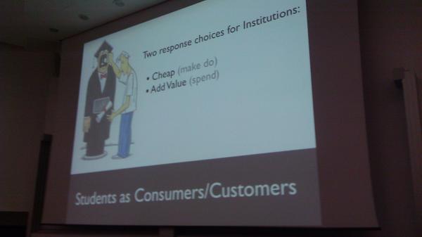 Bb_Community's tweet photo. Increased student expectations led to the Make Do or Spend theme of this years Durham conference #durbbu #BbUserGroups http://t.co/TttlKxBg
