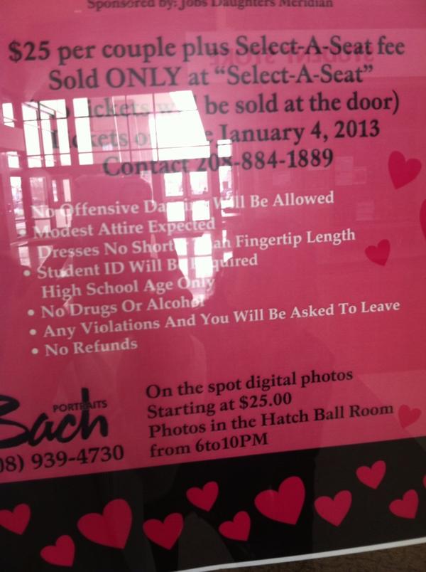 smurrrayy's tweet image. Sweethearts dance rules #bs #notgoing #stupidrules