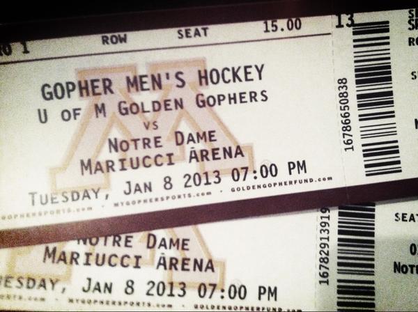 JAKraus02's tweet image. #1Minnesota vs. #2Notre Dame hockey game tonight with @njones029. Cheering on my favorite Gopher #wilcox. #PrideOnIce
