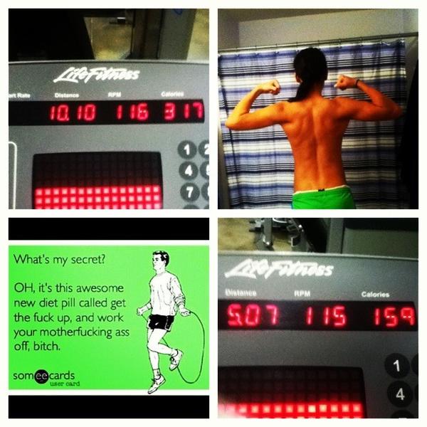 Jessica__Wagner's tweet image. BOOM!! 10miles on the bike at 2:45 mins/mile pace. Followed by 1 1/2hr of lifting then 5miles 2:35 pace #DatBack