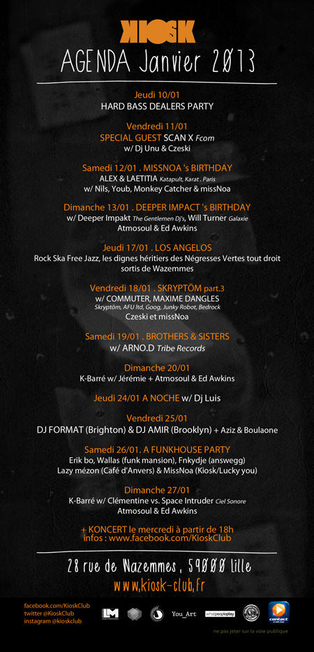 agenda kiosk Club janvier 2013 agenda kiosk Club janvier 2013