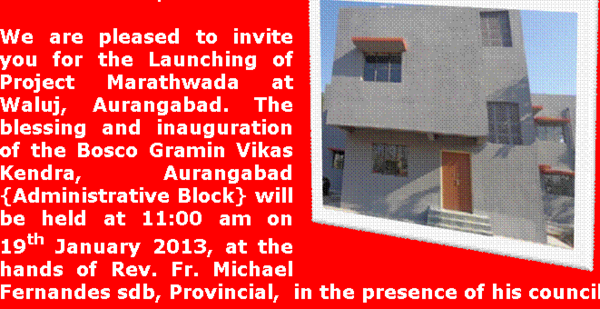 sdbmumbai's tweet image. #DonBosco #GraminVikasKendra to be inaugurated @ #Waluj #Aurangabad on January 19, 2013 #SalesiansofDonBosco viva...