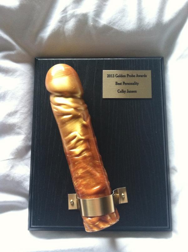 TheColbyJansen's tweet photo. Special thanks to @NaughtyLauraD for my #GoldenProbe Award :-) http://t.co/egBEPinc