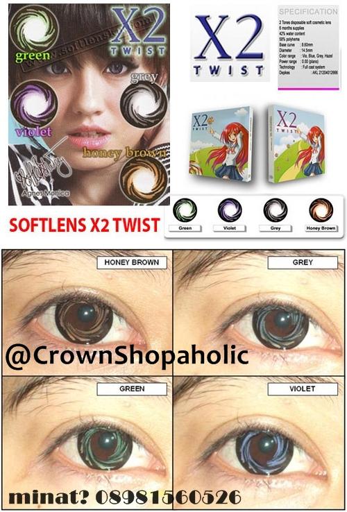 CrownShopaholic's tweet photo. READY! X2 twist. air 42%. beli 2 pair boleh campur model dapat free air softlens + t4 softlensnya :) reseller welcome^^ https://t.co/mHuvkMKm