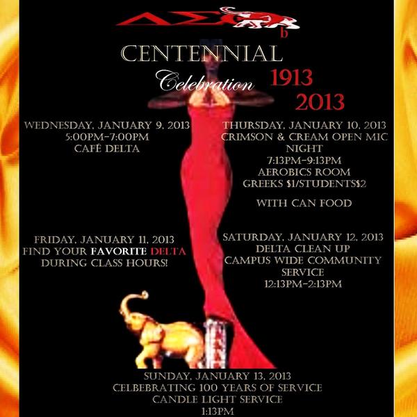 Come out to the Centennial Celebration with The Lovely Ladies of Delta Sigma Theta Sorority, Inc. Beta Chapter 🐘👠💄