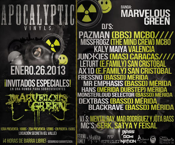 MarvelousGreen's tweet photo. Mérida! - 26 de enero! Apocalyptic Vinyls! Deathcore y Dj's en ESCENA! http://t.co/mLpFOzOV