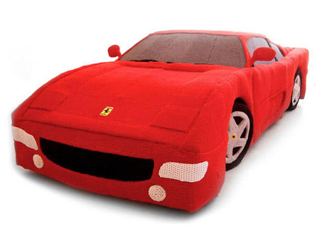 lbystudio's tweet image. An amazing knitted ferrari by artist, Laura Porter :)