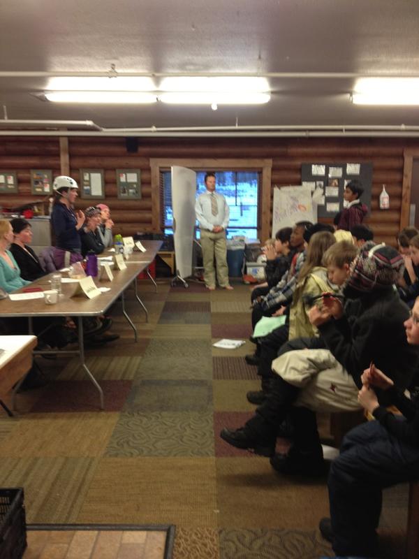 Kjohnsonstem's tweet image. We are practicing for the town hall meeting tomorrow. Thanks KSS staff for helping us understand water issues in CO.