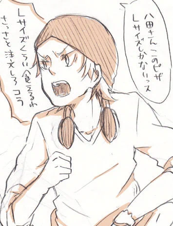 矢田さん。
食いきれなかったピザはたぶん鎌本が食う。太る鎌本。 