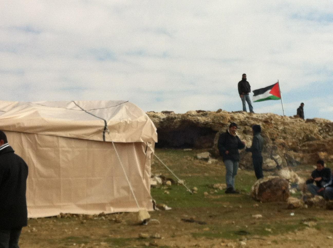 The Palestinian flag was raised today at Bab Al-Shams tent village in E-1 The Palestinian flag was raised today at Bab Al-Shams tent village in E-1