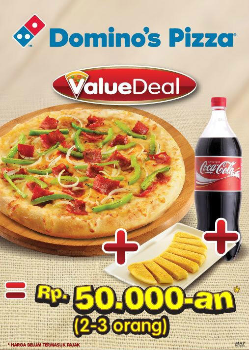 dominos_id's tweet photo. Thinking about dinner yet? how about VALUE DEAL, start from 50.000-an (1 Med.Pizza + 1lt drink + 1 bread stick) #500366 http://t.co/JSLH97ZW