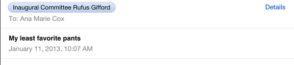 anamariecox's tweet image. Now this is some impressive micro-targeting. Slow clap, Obama Inaugural Ommittee, slow clap. #pantsstatus