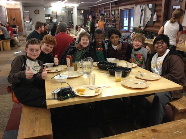 Kjohnsonstem's tweet image. Eating a delicious breakfast of eggs and tots cereal yogurt and fruit .  Woke up to 3-4 inches of snow.