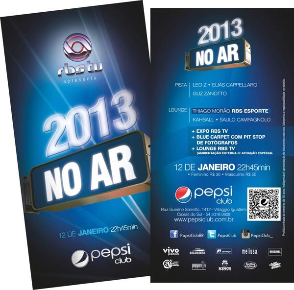 RBSTVCaxias's tweet photo. Amanhã.. RBS TV apresenta "2013 no ar" a @pepsiclub em clima de TV. http://t.co/L0440syX