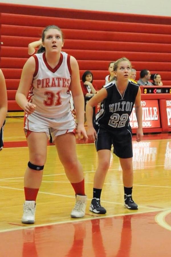 Kati playing against Bville last night. Milton Middle won 31-18. Kati scored 11 points. She played great.