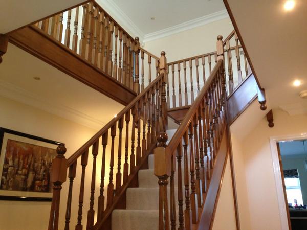 wbsdecorators's tweet photo. Varnished staircase / paint walls &amp; ceiiings for customer beautiful finish on staircase!! http://t.co/HC7JjFMS