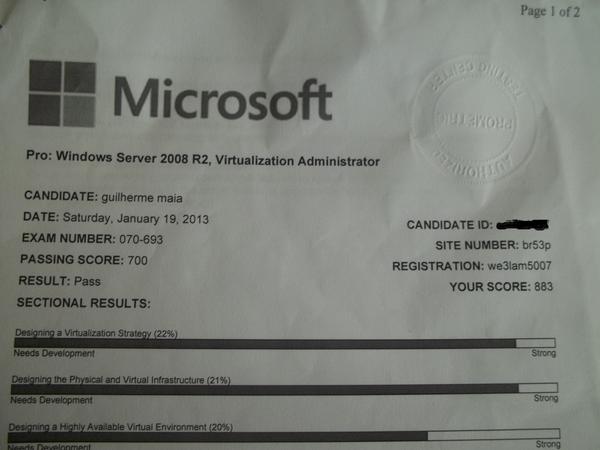 guilhermemaiame's tweet image. Done, MCITP: Windows Server 2008 R2, Virtualization Administrator #Hyper-V #MCITP