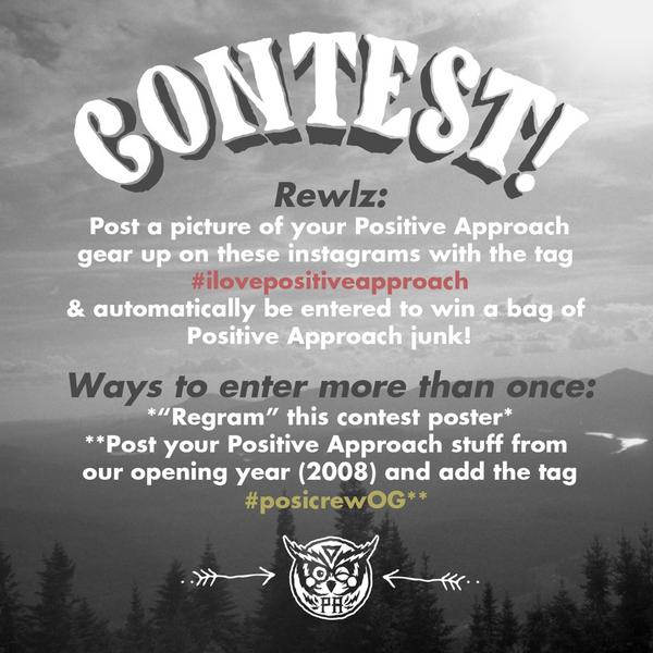 1st #positiveapproach monthly contest! Win some cool stuff easy, post a pic of some gear u bought on IG #adventuremore