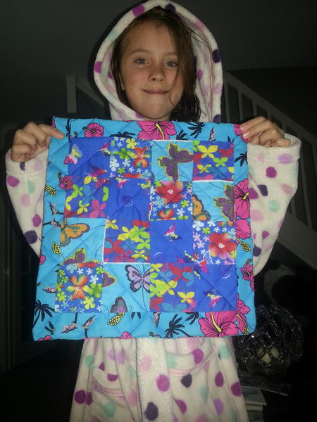 SaraheEllington's tweet image. First attempt at making a quilt. Daisys dolls quilt. #newsewingmachine