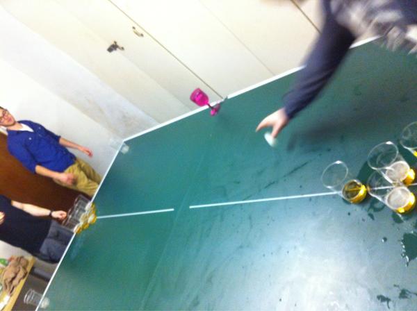 Just after winning beer pong twice in a row , yeahhhhhh