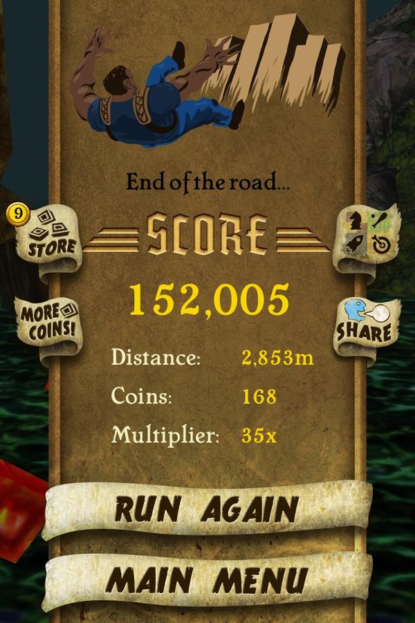 Bear_2207's tweet photo. I got 152,005 points while escaping from demon monkeys. Beat that! http://t.co/tnMUwcvF #TempleRunp http://t.co/5wir26rr