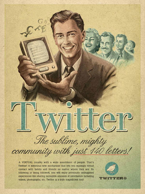 retrocafe's tweet photo. And here we go. We start things off with a vintage Twitter ad from the 50's :) http://t.co/pmb1dNy1