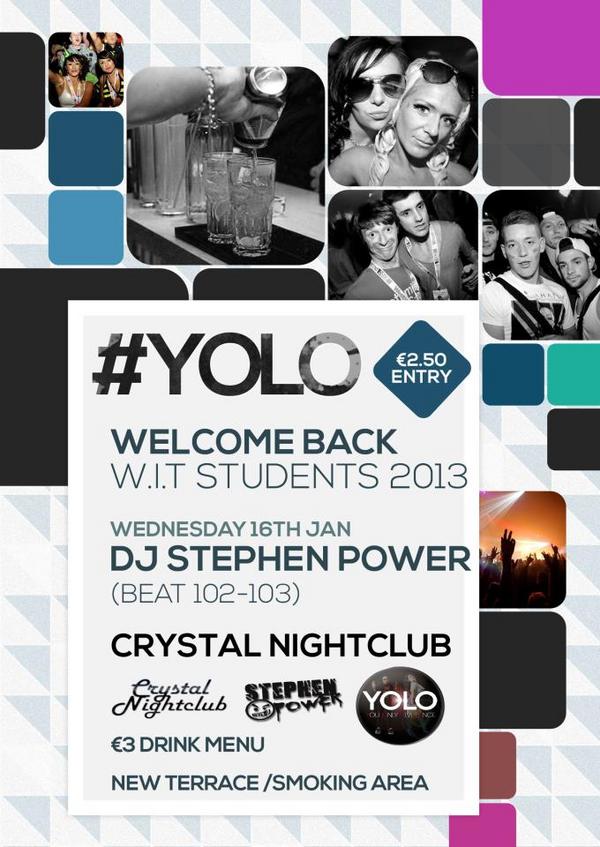 YOLOWATERFORD's tweet image. We are back this Wednesday....we have missed you guys so make sure to get in early...€3 drinks menu + @DJStephenPower