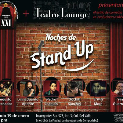 Este sábado STAND UP COMEDY en Teatro Lounge en punto de las 9:00 pm, los esperamos!!! @Gente_de_Teatro  <a href="/LaNapolesDF/">La Nápoles</a>